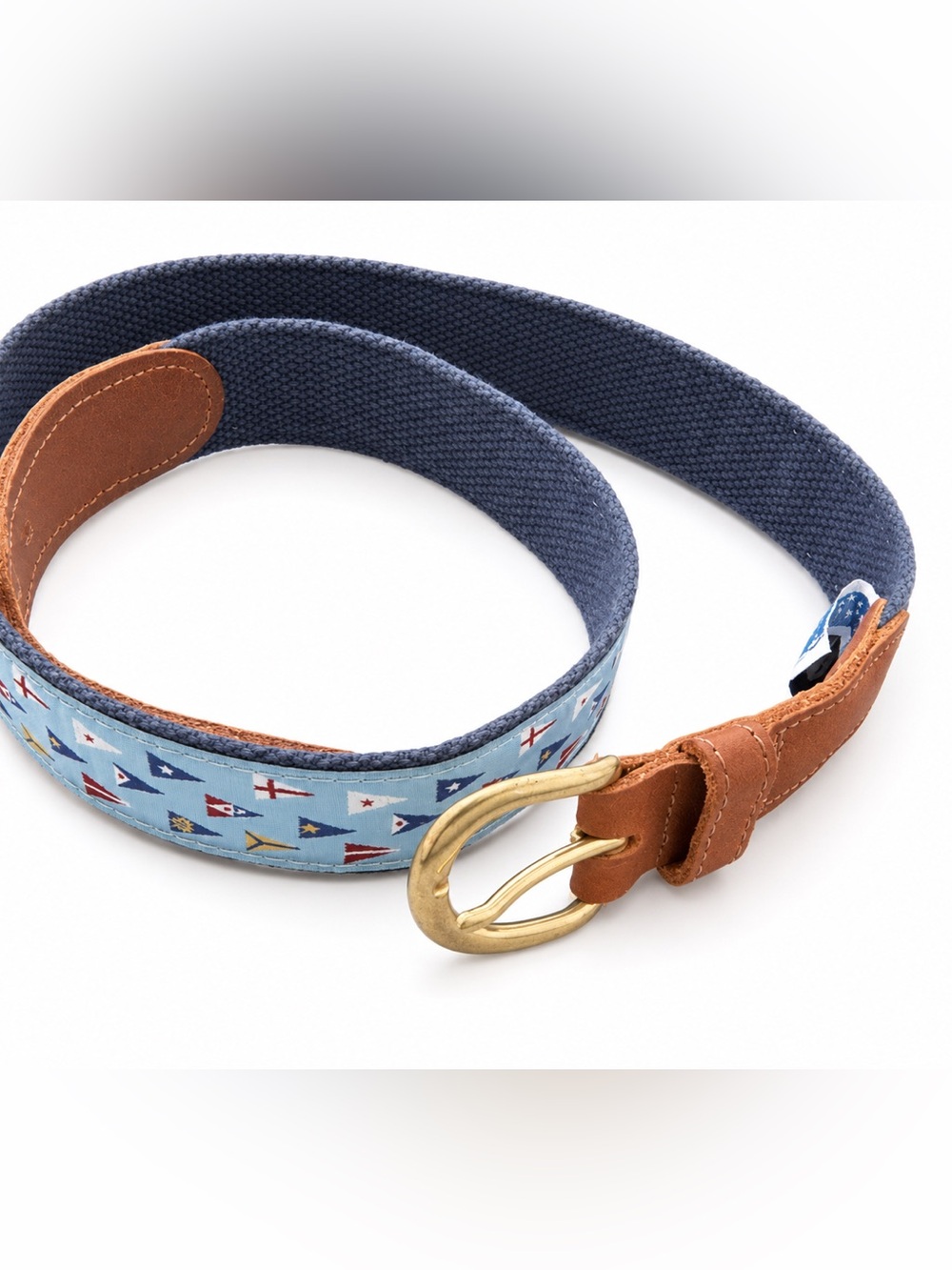 Preston Yacht Club Burgee Nautical Belt Size 34 Blue Leather Made USA